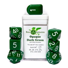Opaque Dark Green with White Numbers - Set of 7